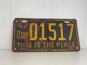 1947- Old Utah License Plate- This is the Place