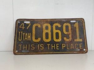 1947- Old Utah License Plate- This is the Place