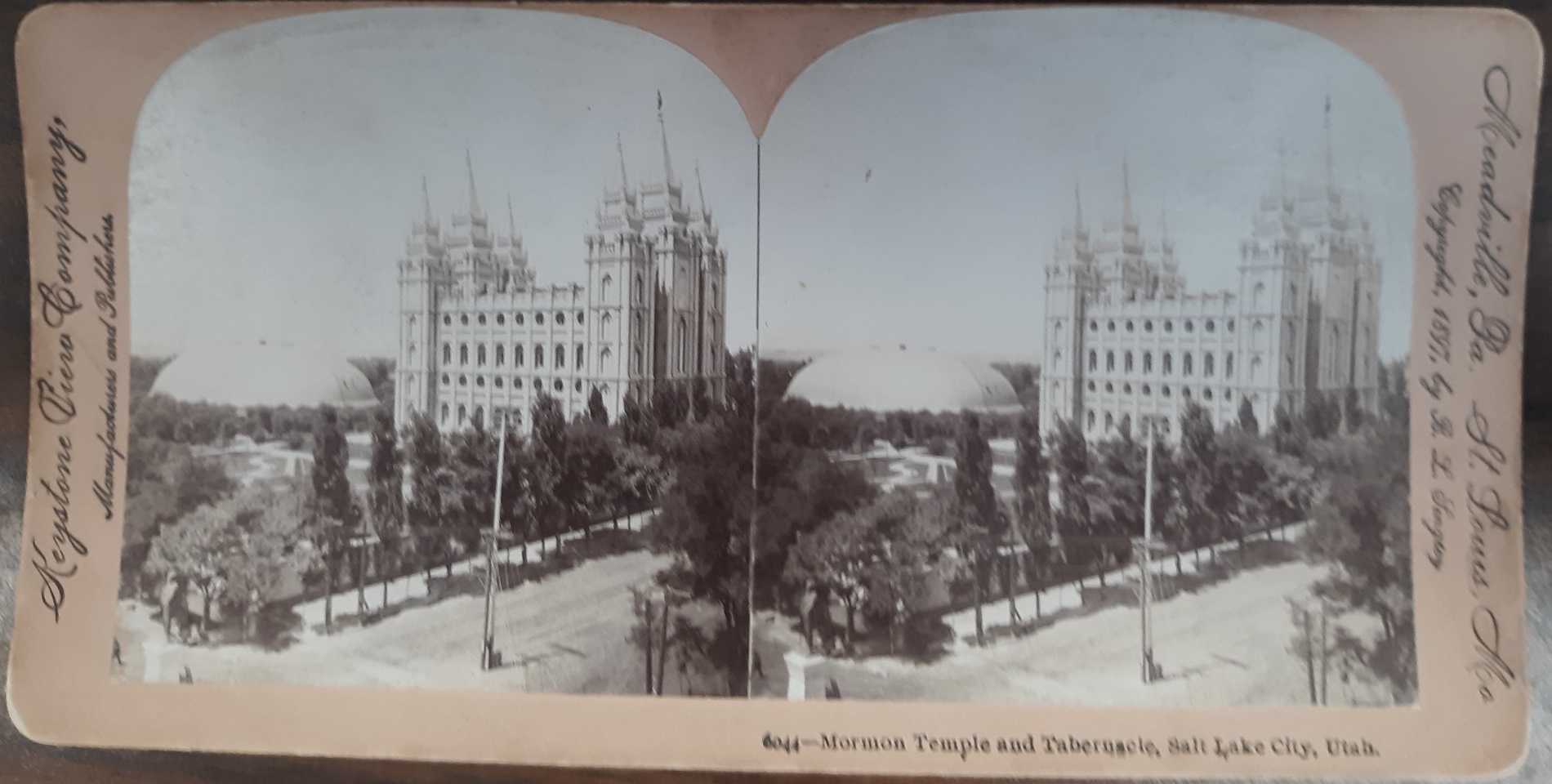 Keystone View Company Stereoview Photograph by B. L. Lingley: “6044—Mormon Temple and Tabernacle, Salt Lake City, Utah” (1897)