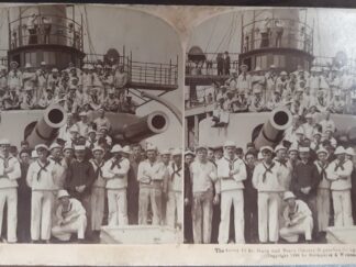 Underwood & Underwood Publishers Stereoview Card by Strohmeyer & Wyman: “The Great 13 in. Guns and Brave Gunner Boys—Sea Going Battleship “Iowa”” (1898)