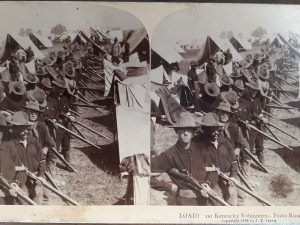 Underwood & Underwood Publishers Stereoview Card by J. F. Jarvis: “LOAD! 1st Kentucky Volunteers—Porto Rican Army” (1898)
