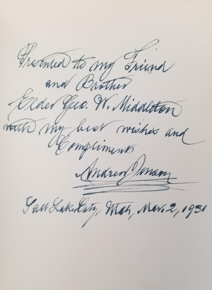 1927 — History of the Scandinavian Mission — Signed by Author/Assistant Church Historian, Andrew Jenson!