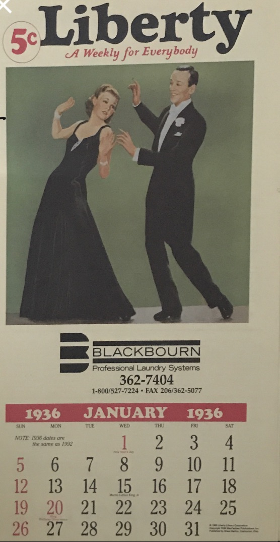 1936 ~ Liberty A Weekly for Everybody ~ Calendar