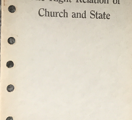 The Right Relation of Church and State