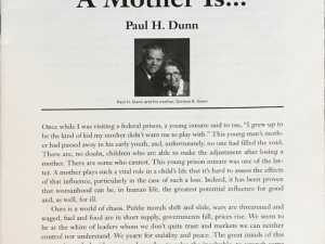 Paul H. Dunn ~ A Mother Is… Special Report
