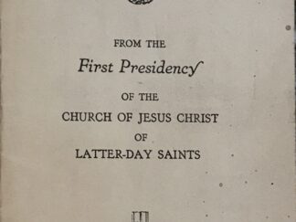 1933 ~ Official Statement ~ From The First Presidency of the Church of Jesus Christ of Latter-day Saints