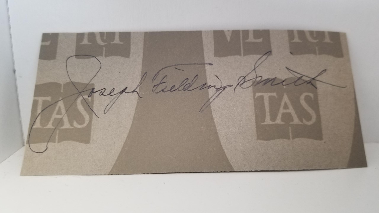 Signature of Mormon Church President — Joseph Fielding Smith — On Clipped Paper