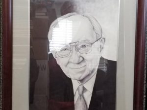 Framed Print of Artwork on Gordon B. Hinckley — Print Measures 15″ x 20″ not counting the matting and framing