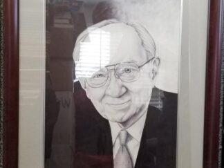 Framed Print of Artwork on Gordon B. Hinckley --- Print Measures 15" x 20" not counting the matting and framing