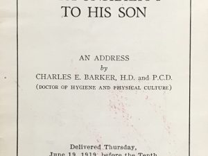 1929 ~ Charles E. Barker ~ A Father’s Responsibility To His Son