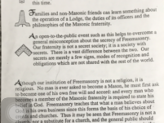 1995 ~ Freemasonry ~ Ceremony Of Installation ~ 1page