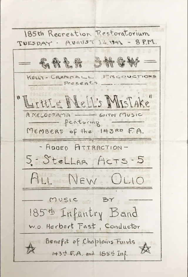 185th Recreation Restoration ~ Tuesday 1941 ~ Program