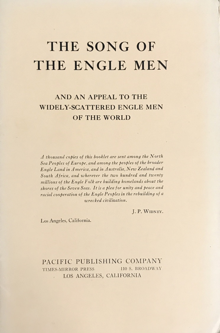 The Song of The Engle Men ~ Pamphlet