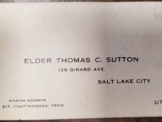 Mormon Missionary's Business Card --- Elder Thomas C. Sutton