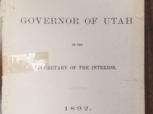 1892 — Report of the Governor of Utah to the Secretary of the Interior — Government Printing Office