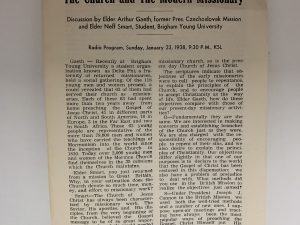The Church and The Modern Missionary ( Radio Program, Sunday, January 23,1983 )
