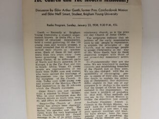 The Church and The Modern Missionary ( Radio Program, Sunday, January 23,1983 )