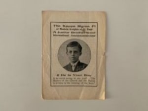 The Kappa Sigma Pi or modern knights of St. Paul a junior Brotherhood international- interdenominational- Rev. D.H. Jemison