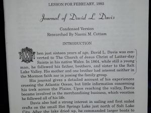 Journal of David L. Davis (Condensed Version) (1993) ~ Researched by Naomi M. Cottam