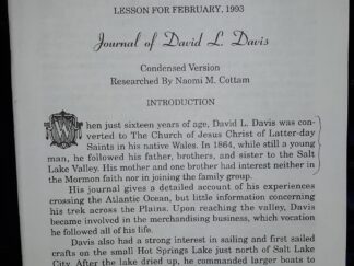 Journal of David L. Davis (Condensed Version) (1993) ~ Researched by Naomi M. Cottam