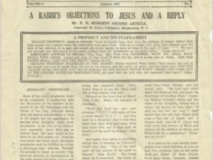 The Redeemed Hebrew, Volume V, No.7 – January 1927 — B. H. Roberts – Single Issue of this Rare Paper!