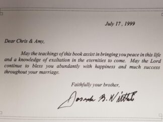 Book Signed by Elder Joseph B. Wirthlin --- LDS Apostle --- Finding Peace In Our Lives