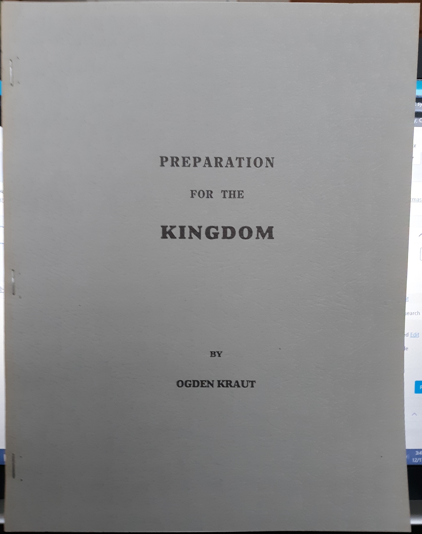 Preparation for the Kingdom (1991) ~ by Ogden Kraut