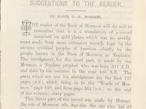 Elder B. H. Roberts ~ Analysis of the Book of Mormon ~ Pamphlet