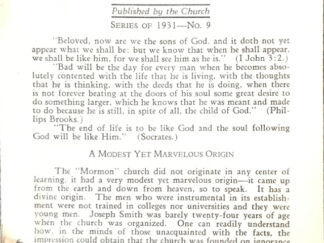 1931 ~ “Mormonism” and Education ~ No. 9