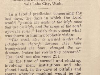 Dr. James E. Talmage ~ The Earth is Defiled — Pamphet