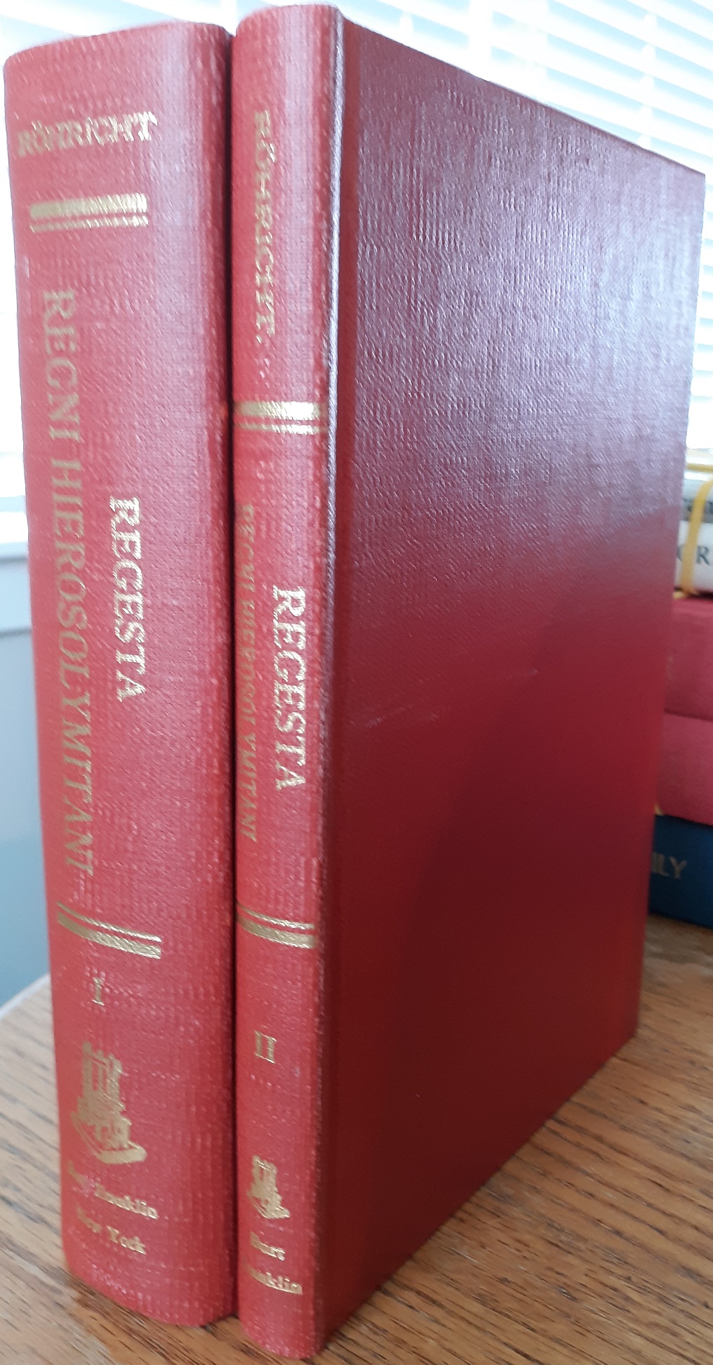 Regesta Regni Hierosolymitani (MXCVII―MCCXCI) 2 Vol. Set (Latin) ~ Edited by Reinhold Röhricht