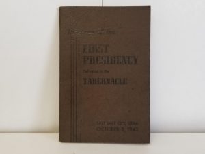 Message of the First Presidency Delivered in The Assembly Hall, Salt Lake City, Utah, 1942 — Tiny Pamphlet
