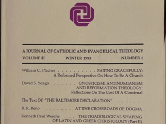 1993 ~ Pro Ecclesia ~ A Journal of Catholic and Evangelical Theology ~ Volume II ~ Number 1