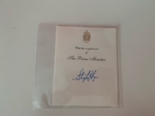Card Signed by the Prime Minister of Canada