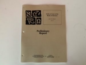 1987- Preliminary Report: Series of Laws in the Book of Mormon- John W. Welch