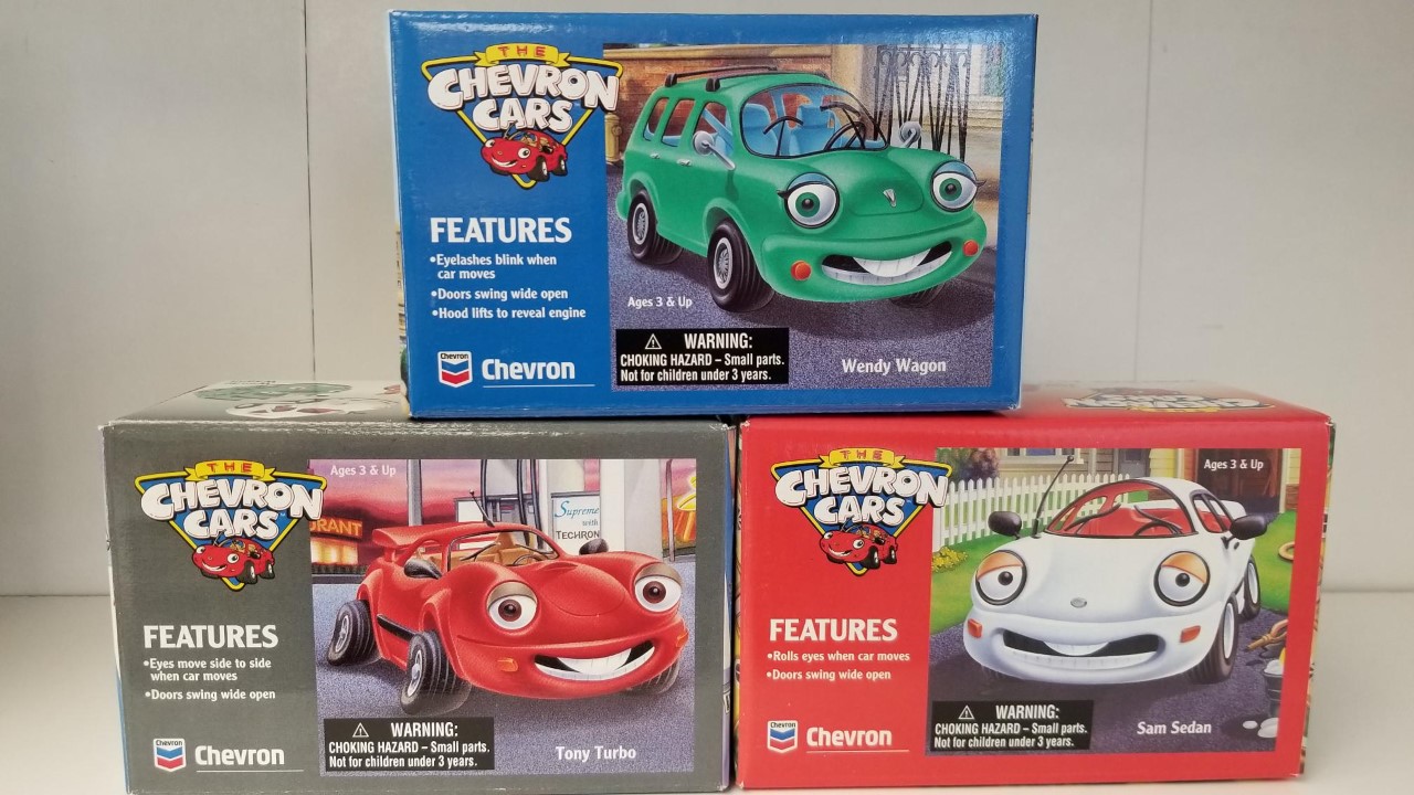 3 Chevron Cars Wendy Wagon Tony Turbo and Sam Sedan Like New