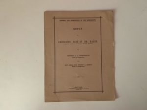 1878- Reply to Criticisms made by Dr. Hagen- General A.A. Humphrey’s