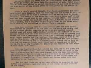 May 8, 1922 — To the Members of the Eight[h] Quorum of Elders of Salt Lake Stake of Zion — Letter