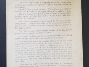 For Family Or Individual, Having Temple Work to Do / Sample Forms of Compiling Records for Temple Work — 4-Page Pamphlet — Rare!