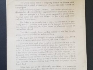 For Family Or Individual, Having Temple Work to Do / Sample Forms of Compiling Records for Temple Work -- 4-Page Pamphlet -- Rare!