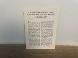 Contribution of the Mormon Missionary System to the Peace and Welfare of Mankind ~ Elder Richard R. Lyman