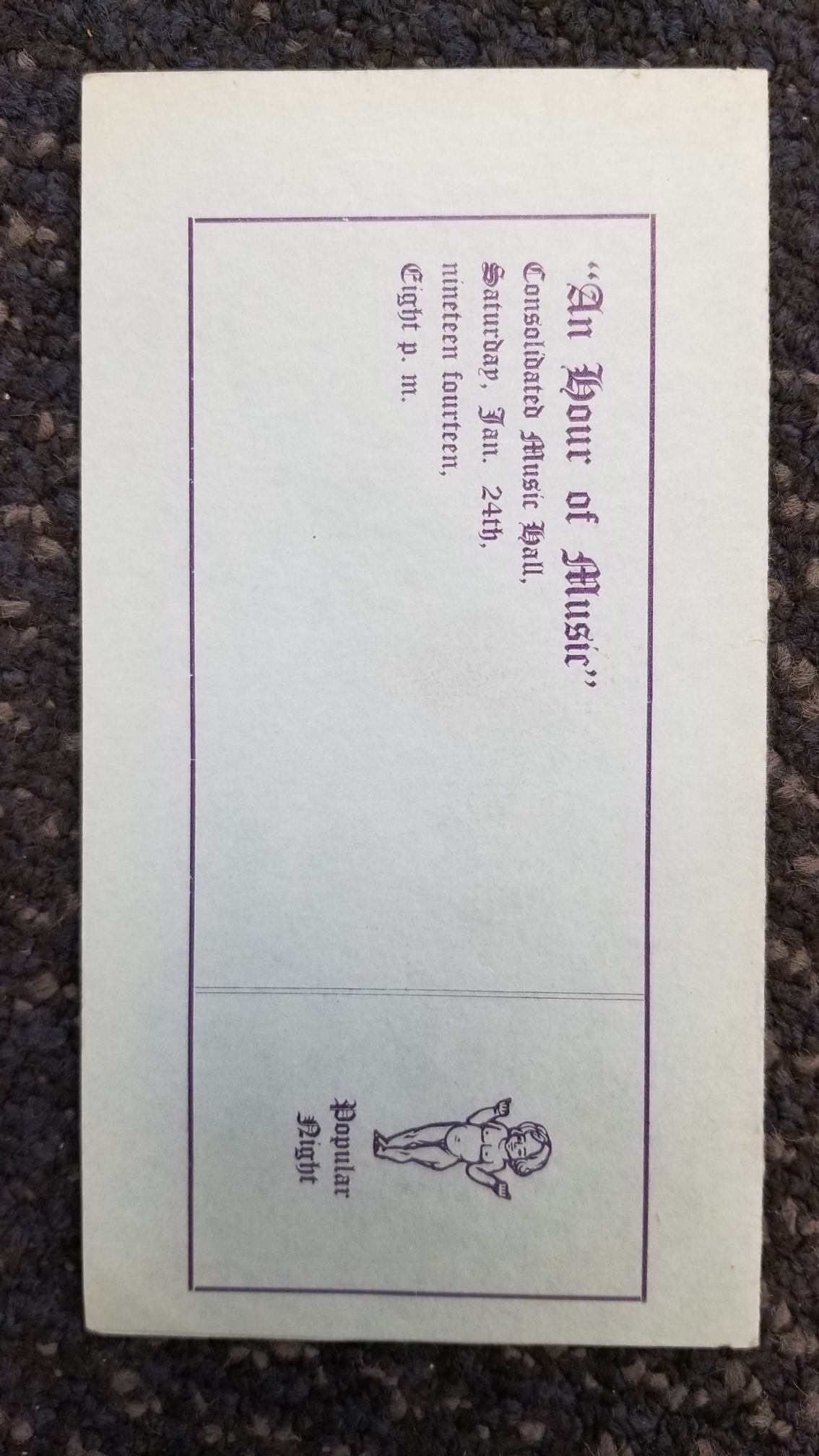 Jan. 24th, 1914 ~ “An Hour of Music”