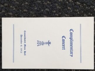 December 6, 1913 ~ Complimentary Concert