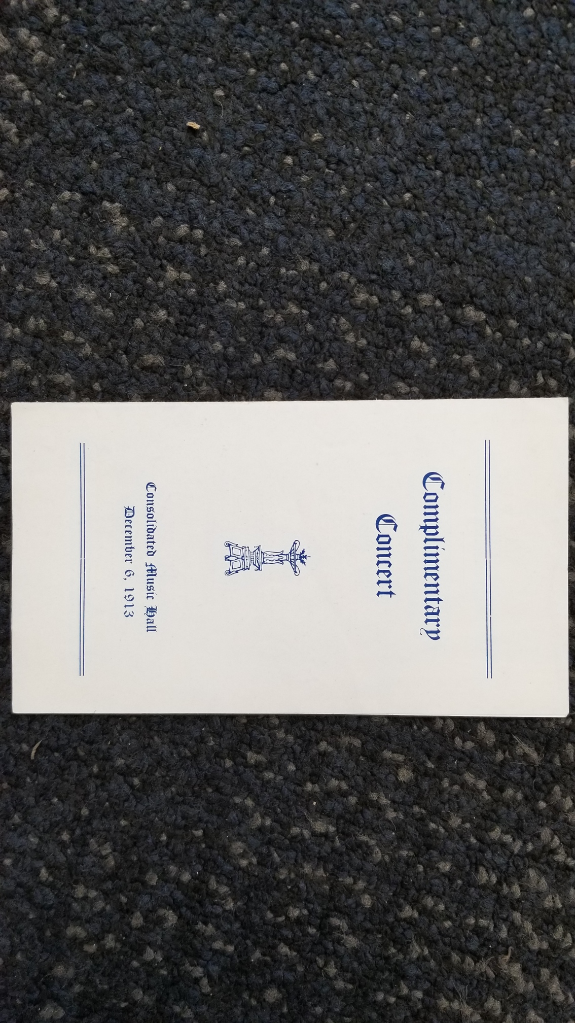 December 6, 1913 ~ Complimentary Concert