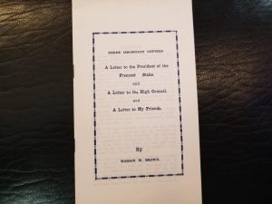 Three Important Letters — By Marion W. Brown — Pamphlet