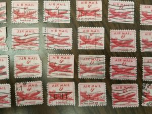 24 Old Stamps! — 6-Cent Airmail Stamps — Used Lot of 24 of the Same Airmail Stamp!