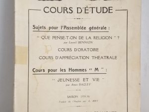 1935-36 — Cours D’Etude Sujets Pour L’Assemblee Generale . . . / Rare French Softbound Book (Course of Study Subjects for the General Assembly . . .)