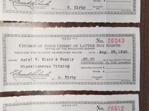1945  —  3 “Miscellaneous Tithing” Receipts