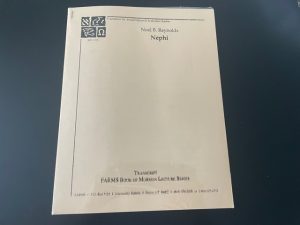 Nephi ~ Noel B. Reynolds ~ Foundation for Ancient Research & Mormon Studies