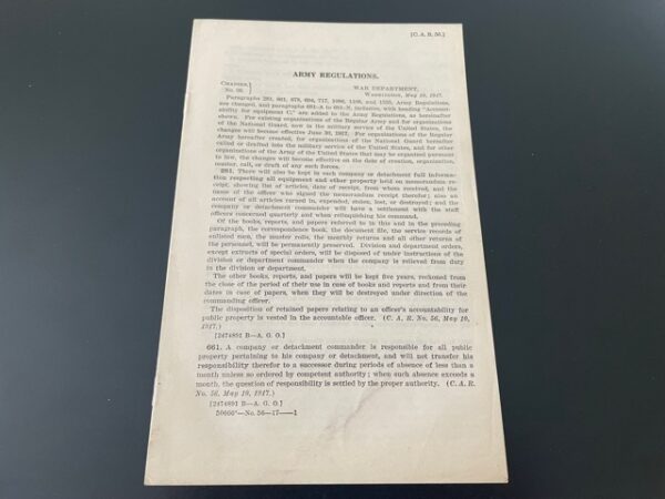 1917 ~ Army Regulations [C.A.R.56.]